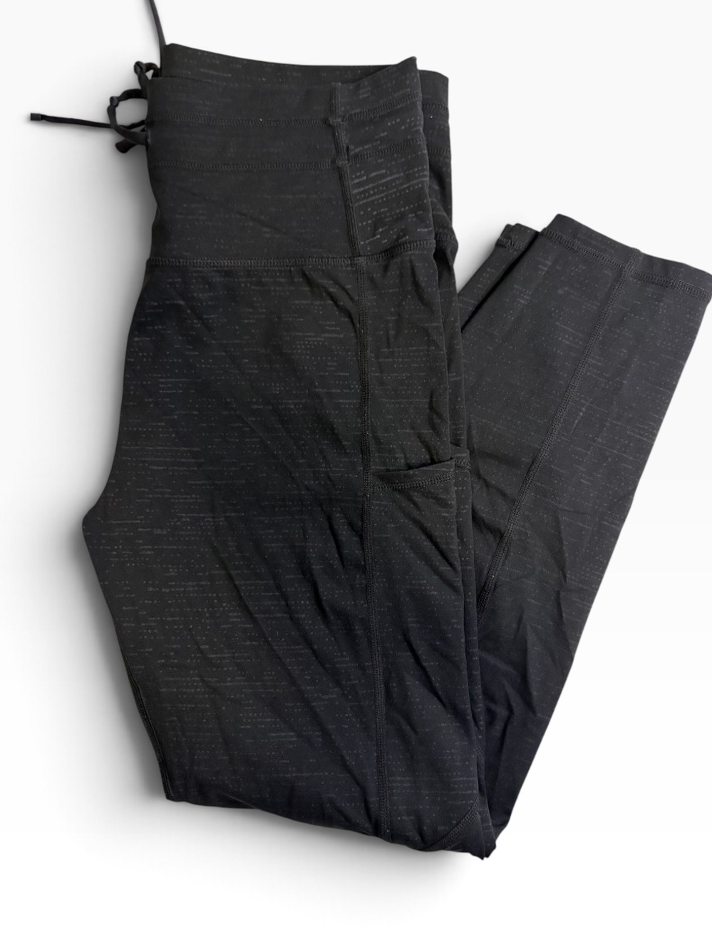 ZYIA Active Black Patterned Pocket Leggings Women’s 8–10 Drawstring Waist